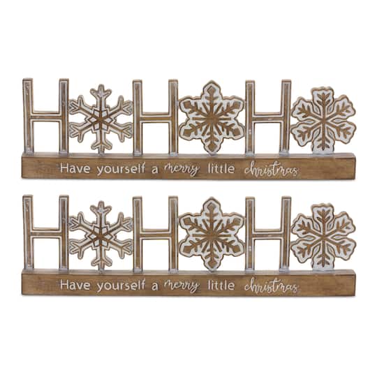 14.75" Ho Ho Ho Merry Little Christmas Tabletop Décor Set